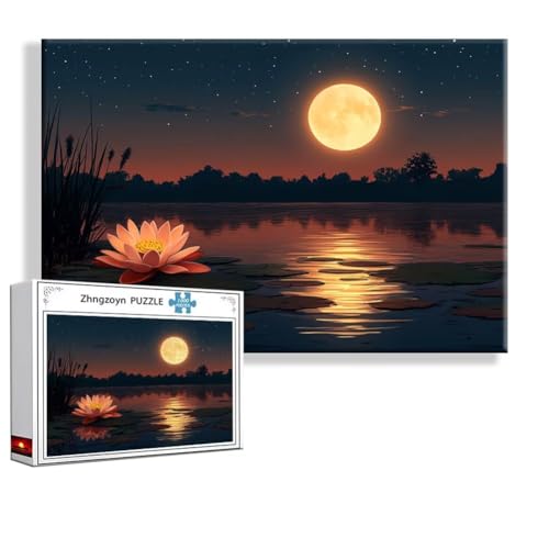 Puzzle Sonnenuntergang Lotus 4000 Teile Groß XXL 140x87 cm, Jigsaw Art Impossible Erwachsene Anspruchsvoll, Klassische Jigsaw Erwachsene, Junge, Mädchen, Geschicklichkeitsspiel für Familie A-5 von Zhngzoyn