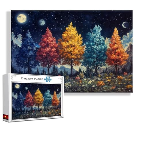Puzzle Sonnenuntergang Vier-Jahreszeiten-Baum 4000 Teile Groß XXL 140x87 cm, Jigsaw Art Impossible Erwachsene Anspruchsvoll, Klassische Jigsaw Erwachsene, Junge, Mädchen, Geschicklichkeitsspiel Q-4 von Zhngzoyn