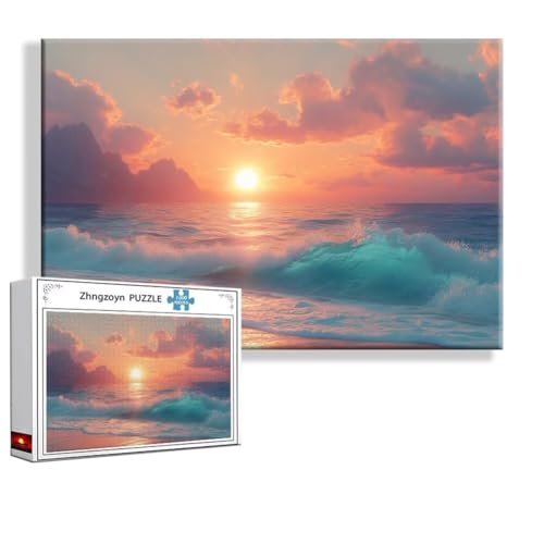 Puzzle Strand Sonnenuntergang 3000 Teile Groß XXL 120x80 cm, Jigsaw Art Impossible Erwachsene Anspruchsvoll, Klassische Jigsaw Erwachsene, Junge, Mädchen, Geschicklichkeitsspiel für Familie A-9 von Zhngzoyn