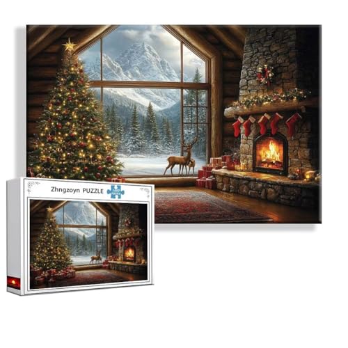 Puzzle Weihnachten Landschaft 5000 Teile Groß XXL 156x105 cm, Jigsaw Art Impossible Erwachsene Anspruchsvoll, Klassische Jigsaw Erwachsene, Junge, Mädchen, Geschicklichkeitsspiel für Familie F-6 von Zhngzoyn