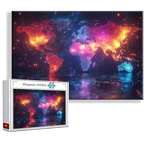 Puzzle Weltkarte Fantasie 4000 Teile Groß XXL 140x87 cm, Jigsaw Art Impossible Erwachsene Anspruchsvoll, Klassische Jigsaw Erwachsene, Junge, Mädchen, Geschicklichkeitsspiel für Die Ganze Familie G-9 von Zhngzoyn