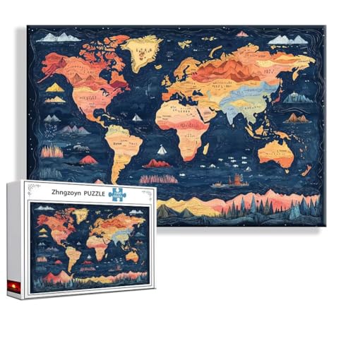 Puzzle Weltkarte Landschaft 3000 Teile Groß XXL 120x80 cm, Jigsaw Art Impossible Erwachsene Anspruchsvoll, Klassische Jigsaw Erwachsene, Junge, Mädchen, Geschicklichkeitsspiel für Ganze Familie A-3 Puzzle Weltkarte Landschaft 3000 Teile Groß XXL 120x80 cm, Jigsaw Art Impossible Erwachsene Anspruchsvoll, Klassische Jigsaw Erwachsene, Junge, Mädchen, Geschicklichkeitsspiel für Ganze Familie A-3 von Zhngzoyn