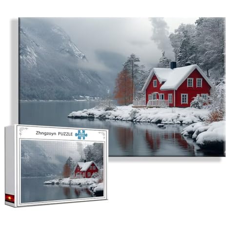 Puzzle Winter Landschaft 1000 Teile Groß XXL 75 x 50 cm, Jigsaw Art Impossible Erwachsene Anspruchsvoll, Klassische Jigsaw Erwachsene, Junge, Mädchen, Geschicklichkeitsspiel für Die Ganze Familie W-5 von Zhngzoyn