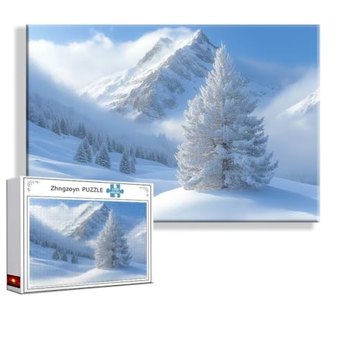 Puzzle Winter Schneeberg 1500 Teile Groß XXL 87 x 57 cm, Jigsaw Art Impossible Erwachsene Anspruchsvoll, Klassische Jigsaw Erwachsene, Junge, Mädchen, Geschicklichkeitsspiel für Die Ganze Familie L-4 von Zhngzoyn