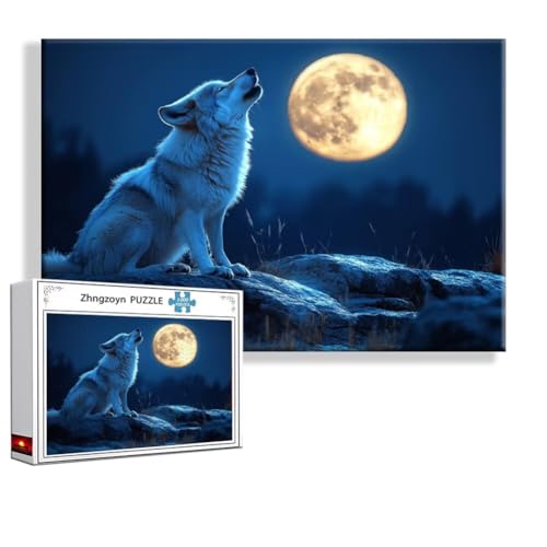 Puzzle Wolf Mond 3000 Teile Groß XXL 120 x 80 cm, Jigsaw Art Impossible Erwachsene Anspruchsvoll, DIY Klassische Jigsaw Erwachsene, Junge, Mädchen, Geschicklichkeitsspiel für Die Ganze Familie Z-0 von Zhngzoyn