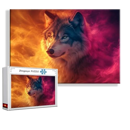 Puzzle Wolf Tier 2000 Teile Groß XXL 100 x 70 cm, Jigsaw Art Impossible Erwachsene Anspruchsvoll, DIY Klassische Jigsaw Erwachsene, Junge, Mädchen, Geschicklichkeitsspiel für Die Ganze Familie A-4 von Zhngzoyn