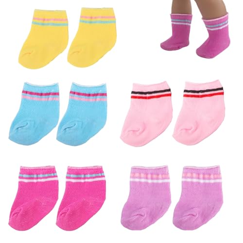 5 Paar Niedlich Puppen Söckchen, Bunt Puppenkleidung ,Süße Socken Für 12-20 Inch Puppen Und 28-35 cm Kuscheltiere（Farbmischung） von ZhongShuang