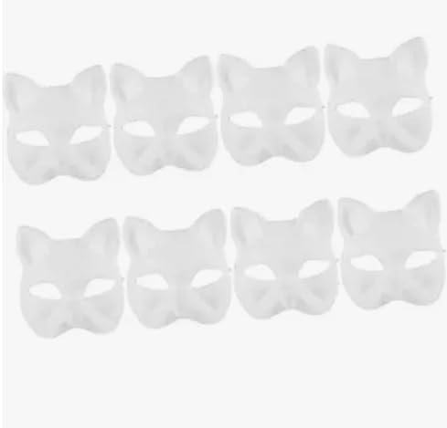 ZhongShuang Masken DIY Set,8 Stück DIY Katzenmasken Zum Bemalen Mit 8 Kuns Fell Und 20 Eye Mesh, Furry Tiermasken Katzenmasken, Mask Für Maskerade Halloween Karneval Cosplay von ZhongShuang
