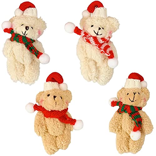 Zhongdawei Plüschbär Weihnachtsbaum-Anhänger, weich, Mini-Bär, Puppe, Spielzeug, niedlicher Rouge-Bär für Jungen, Mädchen, Kinder, Geschenk, 4 Stück von Zhongdawei