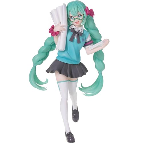 Miku Figur Miku Action Figur Anime Mädchen Zwillings Pferdeschwanz Studentenuniform 18cm Zuhause Geburtstag Geschenk Schreibtisch Dekoration Ornamente für Fans von Zhongkaihua