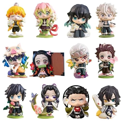 Zhongkaihua 12Pcs Kamado Tanjiro Figur Anime PVC Model Figurine Home Desk Auto Dekoration Ornament Geburtstagsgeschenk für Fans, 3,9 Zoll (10 cm) von Zhongkaihua