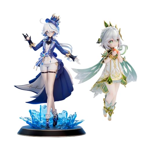 Zhongkaihua 2 Stück Spielfiguren-Serie Wassergott Focalors & Gras Gott Buer Stehende Tischfigur Ornamente Furina/Nahida Anime Figur Statue Modell von Zhongkaihua