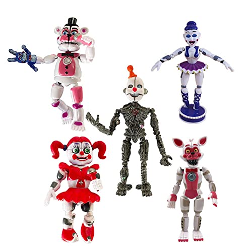 Zhongkaihua Set mit 5/6/8 Stück Five Nights Game Toys Action Figur Puppen mit Lichtern FNAF Ornamente Schlüsselanhänger Building Blocks Weihnachtsgeschenke für Kinder von Zhongkaihua