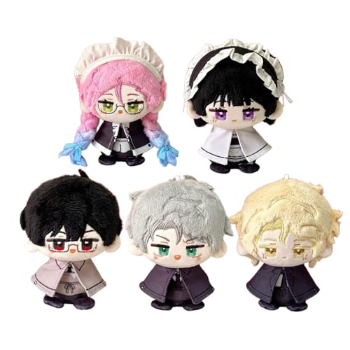Zhongkaihua 5 Stück Mizi/Sua/Luca Plüschtipp/Ivan sitzende Anime-Figur, weich gefüllt, 12 cm, Cartoon-Anhänger, Schlüsselanhänger, Tasche, Rucksack, Auto-Dekorationen von Zhongkaihua