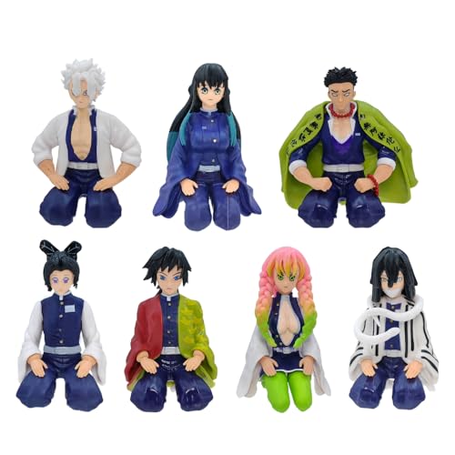 Zhongkaihua 7pcs Kimetsu no Yaiba Figuren Shinobu/Mitsuri/Tokitou Muichirou/Giyuu Figur Kniendes Modell Statue Action Figur Sammlerstücke Dekorationen Geschenke 10CM PVC von Zhongkaihua