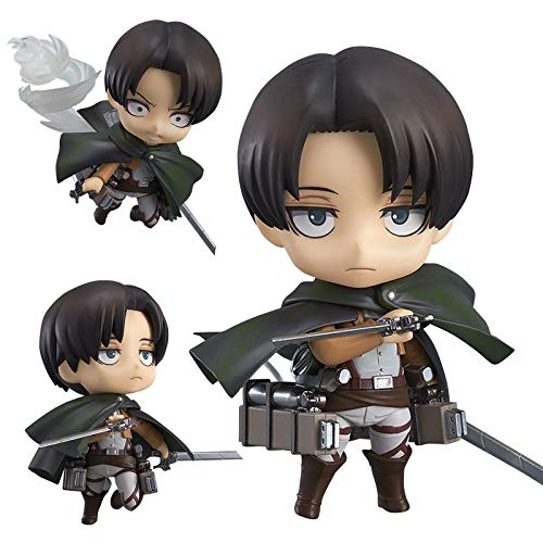 Zhongkaihua Anime Figur Levi Ackerman Actionfigur Battle Edition Changeable Accessories Statue Captain Levi Figure Cute Mini PVC Figure Q Version Clay Model Collectible von Zhongkaihua