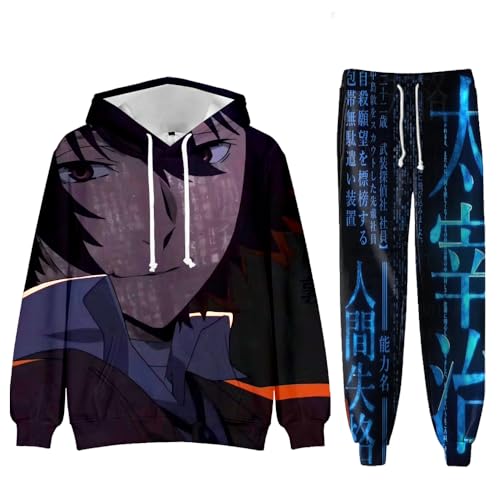 Zhongkaihua Anime Hoodies Hoodie+Hose 2 Stück, Anime Bungo Stray Dogs Dazai Hoodie Osamu/Nakahara Chuuya 3D gedruckt Cosplay Clothres Casual Sports Sweatshirt Drawstring Pullover für Kinder von Zhongkaihua