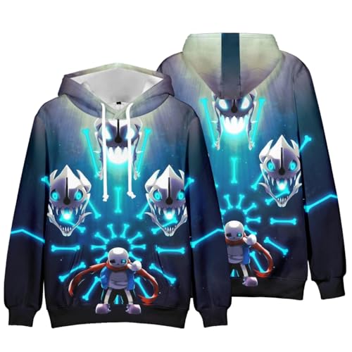 Zhongkaihua Anime Hoodies Sans/Flowey/Undyne/Frisk Hoodie Game Characters 3D Printed Uni Clothing Thin Long Sleeve Sweatshirt with Drawstring Gifts von Zhongkaihua