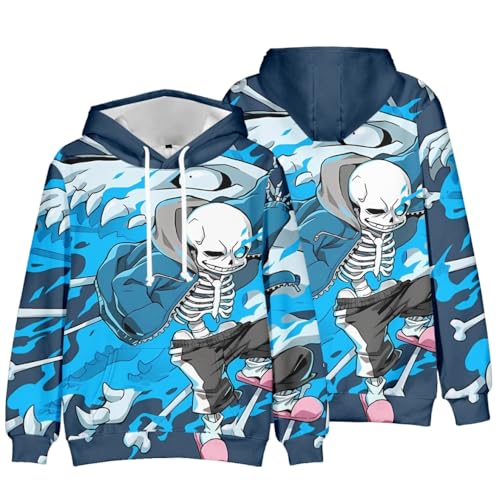 Zhongkaihua Anime Hoodies Sans/Flowey/Undyne/Frisk Hoodie Game Characters 3D Printed Uni Clothing Thin Long Sleeve Sweatshirt with Drawstring Gifts von Zhongkaihua