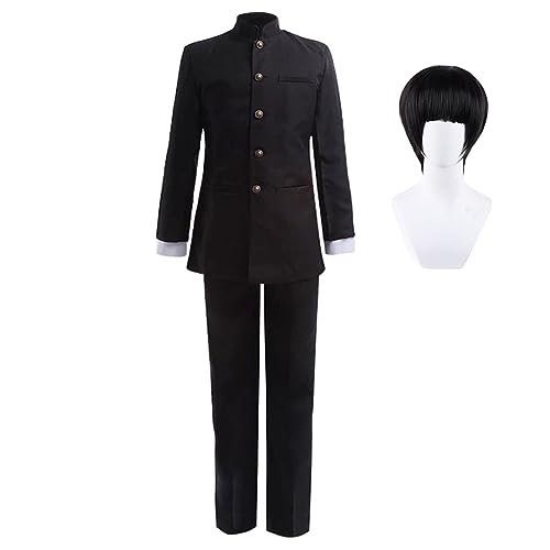 Zhongkaihua Anime Mob Psycho 100 Cosplay Kostüm Kageyama Shigeo schwarzer Anzug Outfit Uniform Mäntel Hosen Perücke Komplettes Set Cosplay Kleidung für Geburtstag Halloween von Zhongkaihua