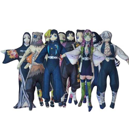 Zhongkaihua Anime-Plüsch-Figuren Tanjiro/Nezuko/Zenitsu/Mitsuri/Shinobu-Figuren, weich, gefüllt, drehbar, lustig, für Sofa, Schlafzimmer, Heimdekoration, Sammlerstücke, Geschenke, 28 cm, 11 Stück von Zhongkaihua