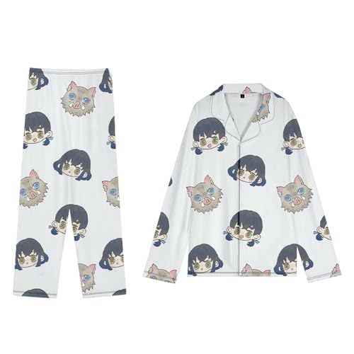 Zhongkaihua Anime-Pyjama-Set, Nachtwäsche, Shinobu/Obanai/Mitsuri, Cosplay, niedliches Cartoon-Langarm-Shirt, Hose, Pyjama, Sommer, Herbst, Anime-Pyjama, Party Zhongkaihua Anime-Pyjama-Set, Nachtwäsche, Shinobu/Obanai/Mitsuri, Cosplay, niedliches Cartoon-Langarm-Shirt, Hose, Pyjama, Sommer, Herbst, Anime-Pyjama, Party von Zhongkaihua
