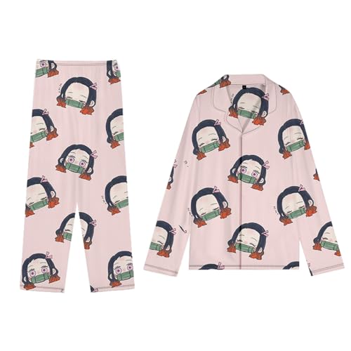 Zhongkaihua Anime-Pyjama-Set, Nachtwäsche, Shinobu/Obanai/Mitsuri, Cosplay, niedliches Cartoon-Langarm-Shirt, Hose, Pyjama, Sommer, Herbst, Anime-Pyjama, Party Zhongkaihua Anime-Pyjama-Set, Nachtwäsche, Shinobu/Obanai/Mitsuri, Cosplay, niedliches Cartoon-Langarm-Shirt, Hose, Pyjama, Sommer, Herbst, Anime-Pyjama, Party von Zhongkaihua