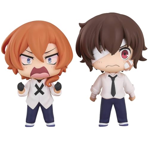 Zhongkaihua Anime Q Figur 2 Stück Dazai Osamu und Nakahara Chuuya Actionfiguren Modell Mini Statue Sammlerstück Ornamente Geschenke für Anime Fans von Zhongkaihua