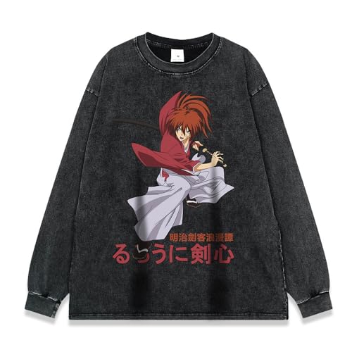 Zhongkaihua Anime Sweatshirt Himura Kenshin Figur 3D gedruckt Rundhalsausschnitt Pullover Anime Hoodie Herren Damen Uni Kleidung Langarm Geschenke von Zhongkaihua