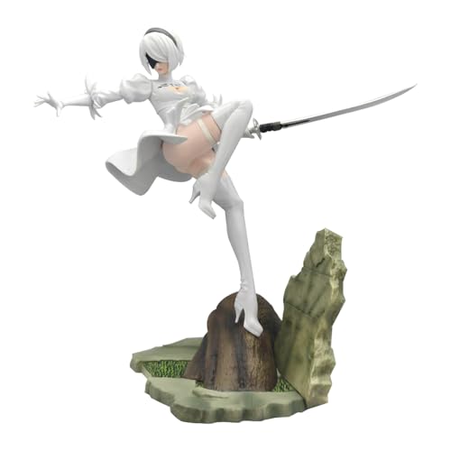 Zhongkaihua Automata 2B Battle Action Figure Statue YoRHa No.2 Type B PVC Figure with Base Model Yorha 2B Anime Figurines Collectible for Game Fans (White 24cm) von Zhongkaihua