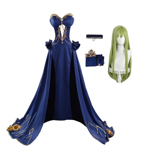 Zhongkaihua CC Cosplay CC Blaues Kleid Kostüm Maxi Länge Swing Rock Anime Anzug Erwachsene Rollenspiel Anime Karneval Halloween Party Karneval Uniform für Fans von Zhongkaihua