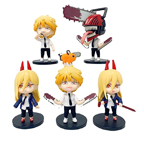 Zhongkaihua Chainsaw Man Actionfigur, 10â€“11 cm, Power-austauschbares Gesicht, bewegliche Figur, Anime-Kollektionen, Modellgeschenk, 6-teiliges Set von Zhongkaihua