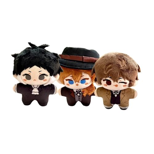 Zhongkaihua Dazai und Chuuya Plüsch-Figuren, Akutagawa BSD-Figuren, 3 Stück, Anime, niedlich, weich, gefüllt, 10 cm, für Anlässe, Dekorationen, Geschenke von Zhongkaihua