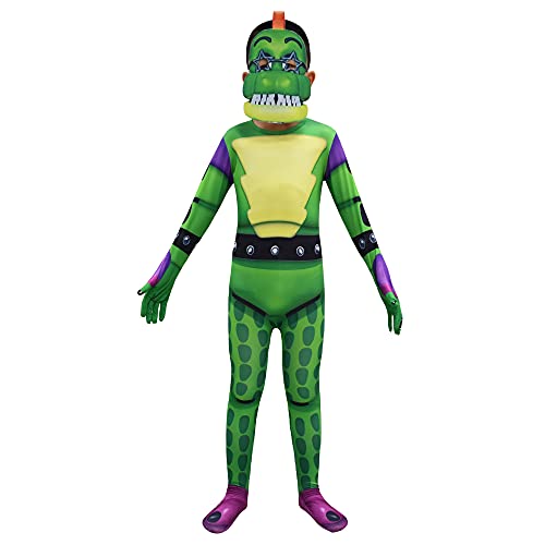 Zhongkaihua FNAF Cosplay-Kostüme, grüner Dinosaurier, 3D-Overall, Halloween-Overall, Kostüm, Bodysuit, Sicherheitsverletzung, Kostüm mit Maske von Zhongkaihua