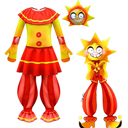 Zhongkaihua FNAF Security Breach Fazbear's Piazzaria Sun Moon Cosplay Outfit Bodysuit Onesie Kid Rollenspiel Anime Halloween Party Karneval Kostüm von Zhongkaihua