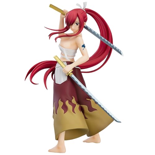 Zhongkaihua Feenschwanz, Erza-Figur, Doppelschwert, Kampffiguren, Actionstatue, Erza-Scharlachrot, Stehposition, PVC-Modell, Schreibtisch-Ornament, 17 cm von Zhongkaihua