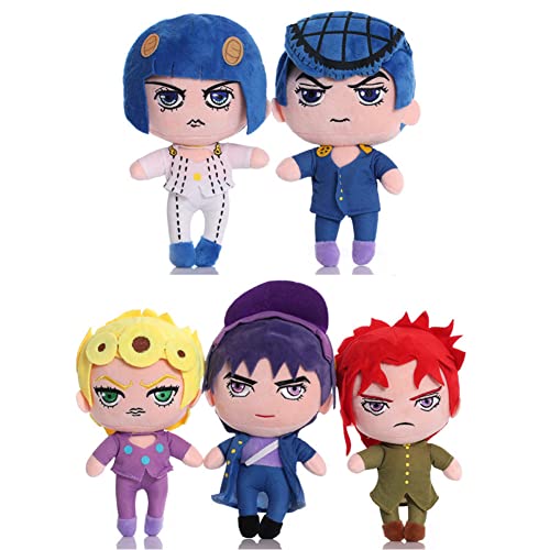 Zhongkaihua Giorno/Jotaro/Kakyoin/Josuke Plüschfiguren, weich, 22 cm, Cartoon-Charaktere, Wurfkissen, Kissen, Sofa, Schlafzimmer, Heimdekoration, Ornamente, Geschenke, 5 Stück von Zhongkaihua