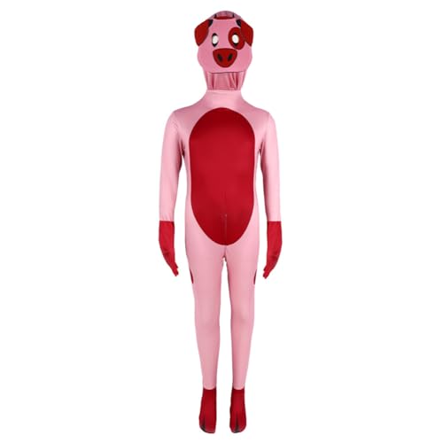 Zhongkaihua Hazbin Hotel Cosplay Kostüm Nugget Pink Piggy Anime Rollenspiel Full Set Jumpsuit Halloween Fancy Dress Bodysuit Komplett mit Kopfbedeckung von Zhongkaihua