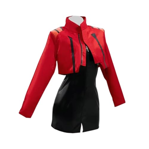 Zhongkaihua Katsuragi Misato Cosplay Anime Kostüm Rote Jacke Kleid Perücke Frauen Outfit Bühne Rollenspiel Halloween Party Karneval für Erwachsene Fans von Zhongkaihua