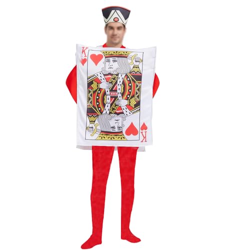 Zhongkaihua King of Hearts Karte Kostüm Erwachsene Pokerkarten Queen of Spades Cosplay Outfit Karneval Halloween Kostümparty von Zhongkaihua