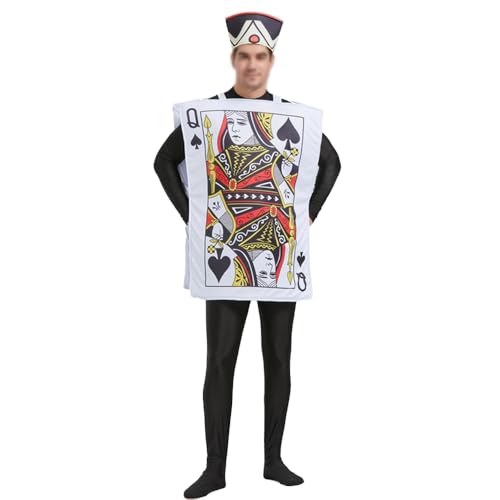 Zhongkaihua König der Herzen Karte Kostüm für Erwachsene Pik Königin Pokerkarten Cosplay Outfits Karneval Halloween Party Faschingskostüme von Zhongkaihua