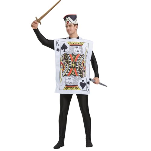 Zhongkaihua König der Herzen Karte Kostüm für Erwachsene Pik Königin Pokerkarten Cosplay Outfits Karneval Halloween Party Faschingskostüme von Zhongkaihua
