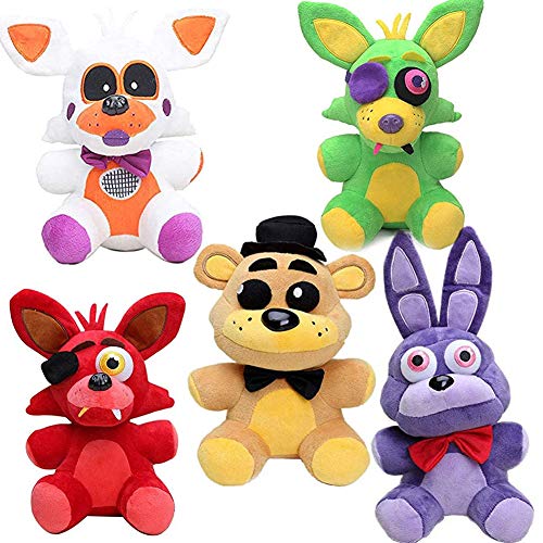 Zhongkaihua Lolbit + Green Foxy+ Foxy the Pirate + Fazbear + Nightmare Bonnie Set Fnaf Plüschtiere Schwester Ort für Kinder Weihnachten Neujahr Geburtstag Geschenk von Zhongkaihua