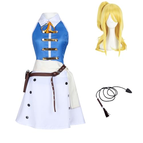 Zhongkaihua Lucy Heartfilia Cosplay Kostüm Kleid Perücke Requisiten Uniform Komplettes Set Anime Rollenspiel Mädchen Halloween Karneval Outfit von Zhongkaihua