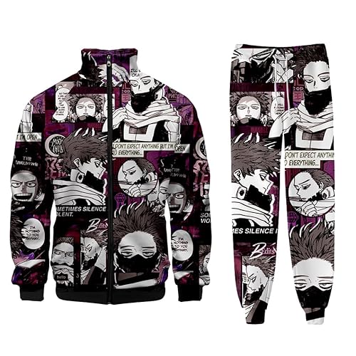 Zhongkaihua MHA Sweatshirts und Jogginghosen-Set, 2-teilig, Izuku/Bakugou/Dabi/All Might/Toga/Uraraka, Trainingsanzug, Anime, Sweatpants mit Reißverschluss, für Herren und Damen, Uni von Zhongkaihua