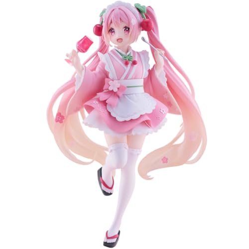 Zhongkaihua Miku Figur Rosa Magd Outfit Stehende Position PVC Statue Modell Desktop Ornamente,18cm von Zhongkaihua