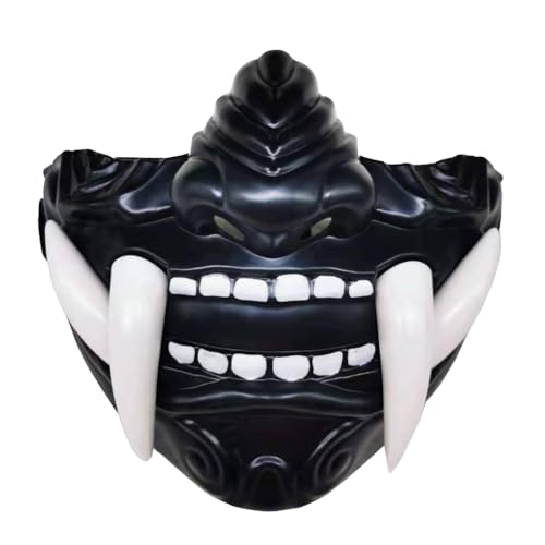 Zhongkaihua Mittelalterliche Retro-Maske, Geistergesicht, japanische Samurai-Oni-Maske, Dämonen-Halbgesichtszähne Maske, Fancy Prop Dress Up Outfits Party Bühnenaufführung Halloween von Zhongkaihua