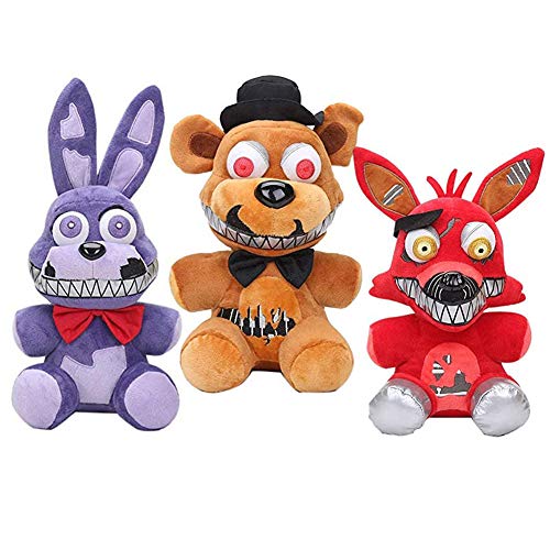 Zhongkaihua Nightmare Bonnie + Nightmare Bear + Nightmare Foxy Set Five Nights Game Plüsch Set Fnaf Plushies Fnaf Toys Sister Location for Kids Christmas New Year Birthday Gift von Zhongkaihua