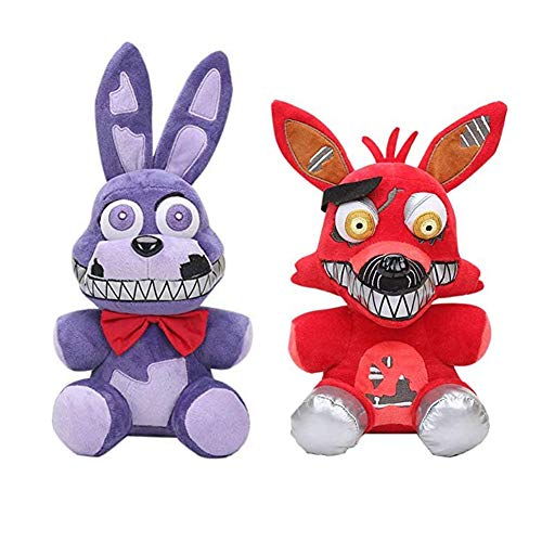 Zhongkaihua Nightmare Bonnie + Nightmare Foxy Set Five Nights Game Plüsch-Set Fnaf Plushies Fnaf Toys Sister Location for Kids Christmas New Year Birthday Gift von Zhongkaihua