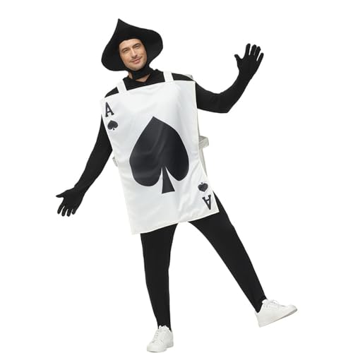 Zhongkaihua Queen & Poker Guard Rollenspiel Outfit Pik Ass und Herz-Ass Spielkarten Cosplay Kostüm Familienspiel Party Verkleidung Lustige Halloween Kostüm Geschenke von Zhongkaihua